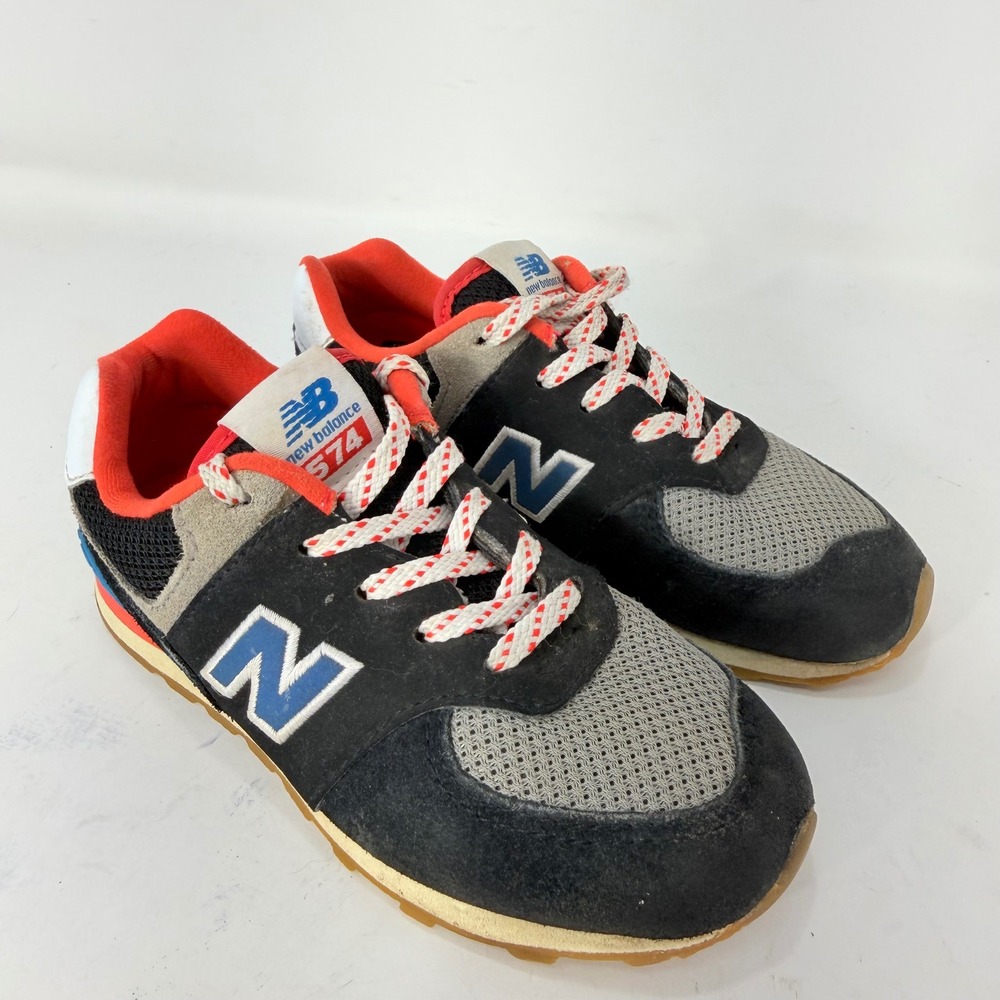New Balance 574 Kids Sneakers Navy Grey Orange IV574OV Size 10 US